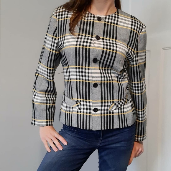 Vintage plaid tailored button up coat - Picture 4 of 4